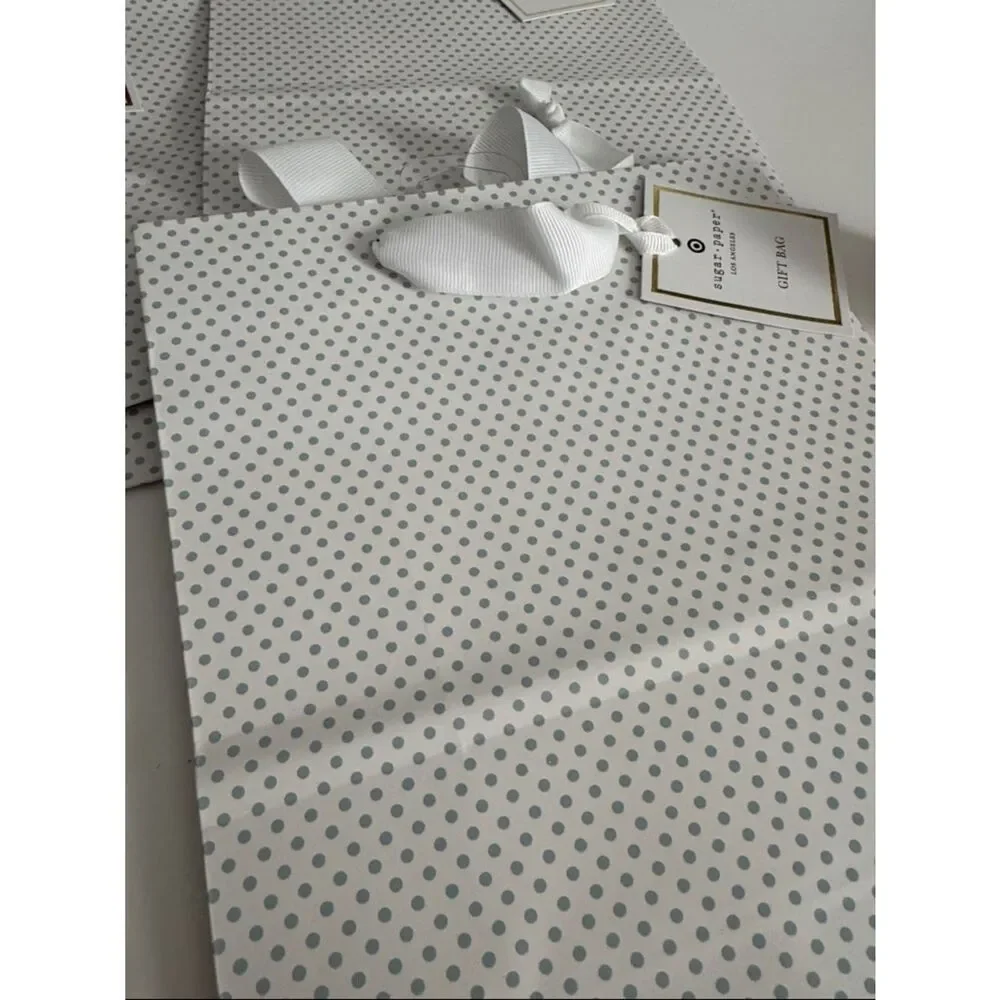 Sugar paper Elegant  Polka Dot Gift Bags with Satin Handles - Set of 4 NWT